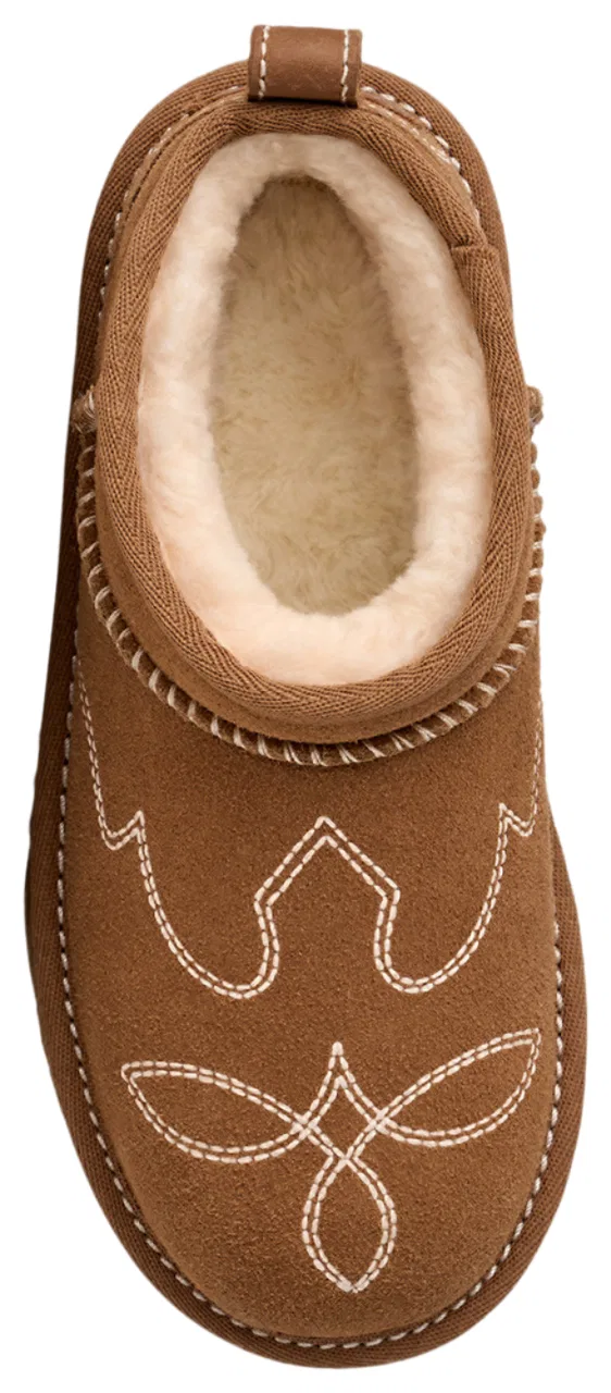 Детские ботинки для девочек с западной вышивкой UGG Ultra Mini Western, Chestnut/White — фото 4