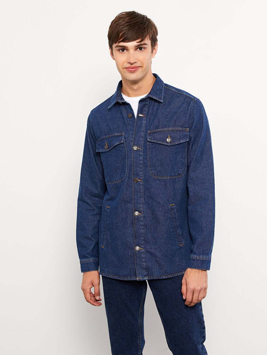 

Мужская джинсовая куртка со стандартным узором и воротником рубашки LCW Jeans, Синий, Мужская джинсовая куртка со стандартным узором и воротником рубашки LCW Jeans