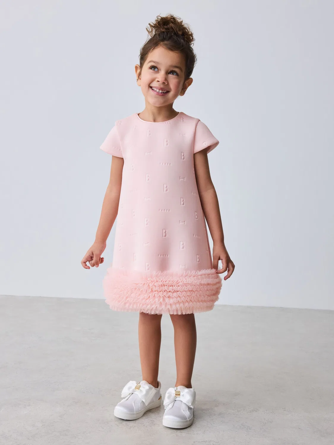 Платье A-силуэта из скобы с сетчатой каймой Baker by Ted Baker, розовое