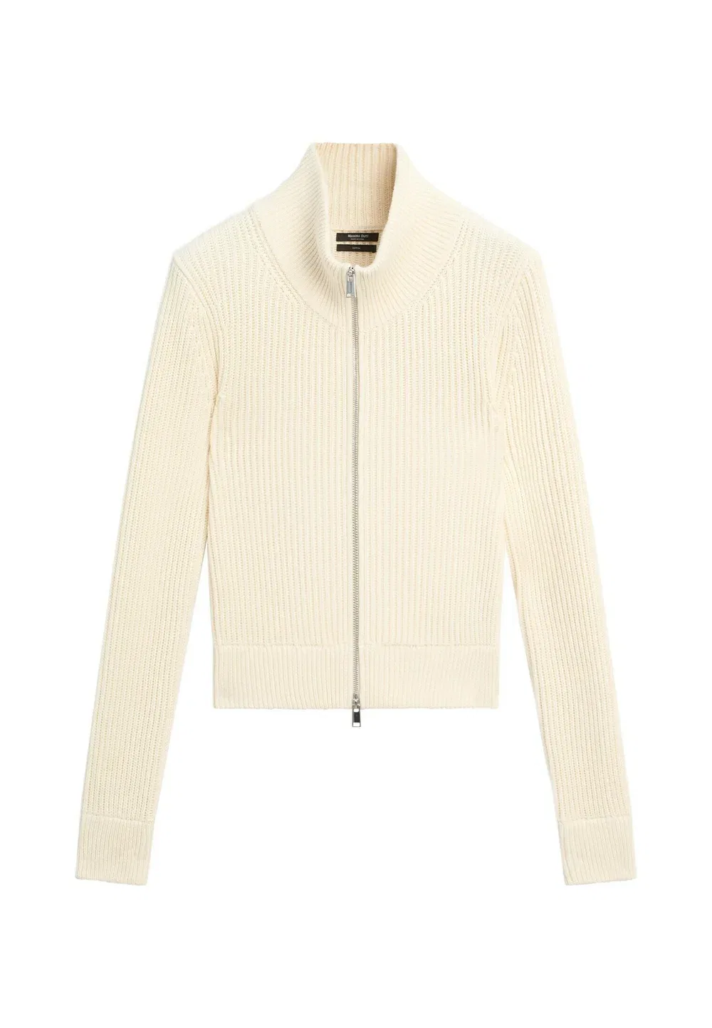 Кардиган из 100% хлопка, изнаночной вязки Massimo Dutti, White — фото 3