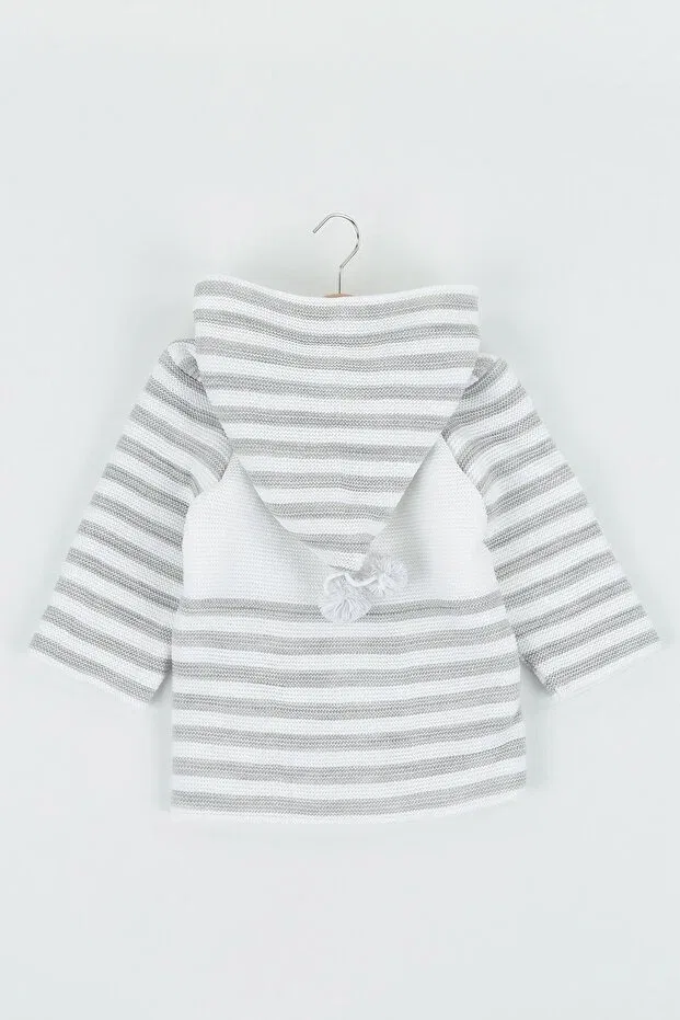 Детский кардиган с капюшоном 4 seasons unisex knitwear jacket Little Baby, Gray-White — фото 2