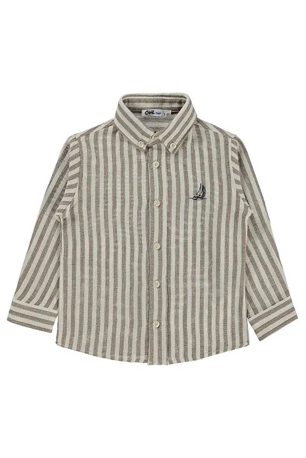 Детская рубашка для мальчиков с длинным рукавом Striped Basic Shirt Civil Boys, Brown
