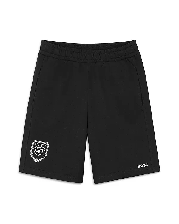 Детские шорты для мальчиков с принтом Supporter Soccer Boss Kidswear, черный