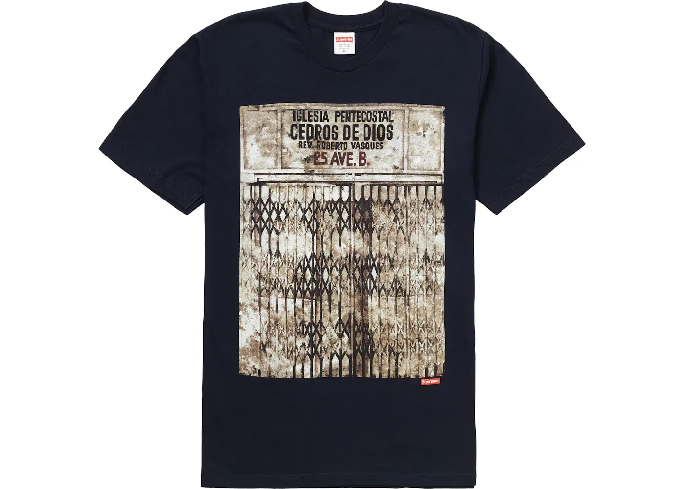 Мужская футболка с принтом Supreme Martin Wong Iglesia Pentecostal Tee, Navy