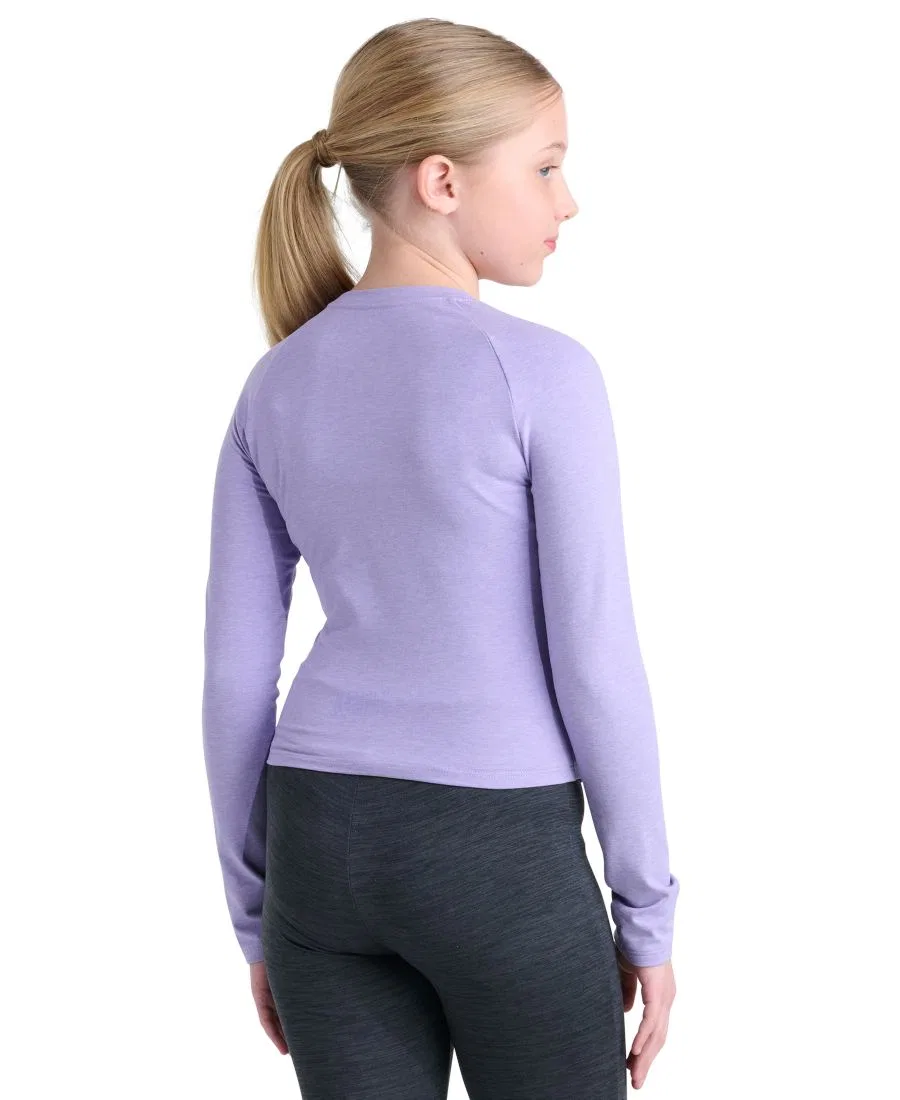 Детская футболка с длинным рукавом реглан, slim fit adidas, Lilac Melange — фото 4
