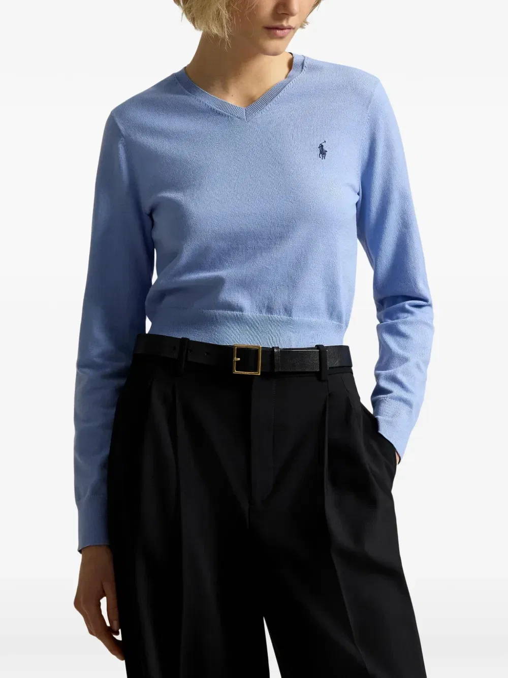 Толстовка с V-образным вырезом и вышитым логотипом Polo Ralph Lauren, синий — фото 3