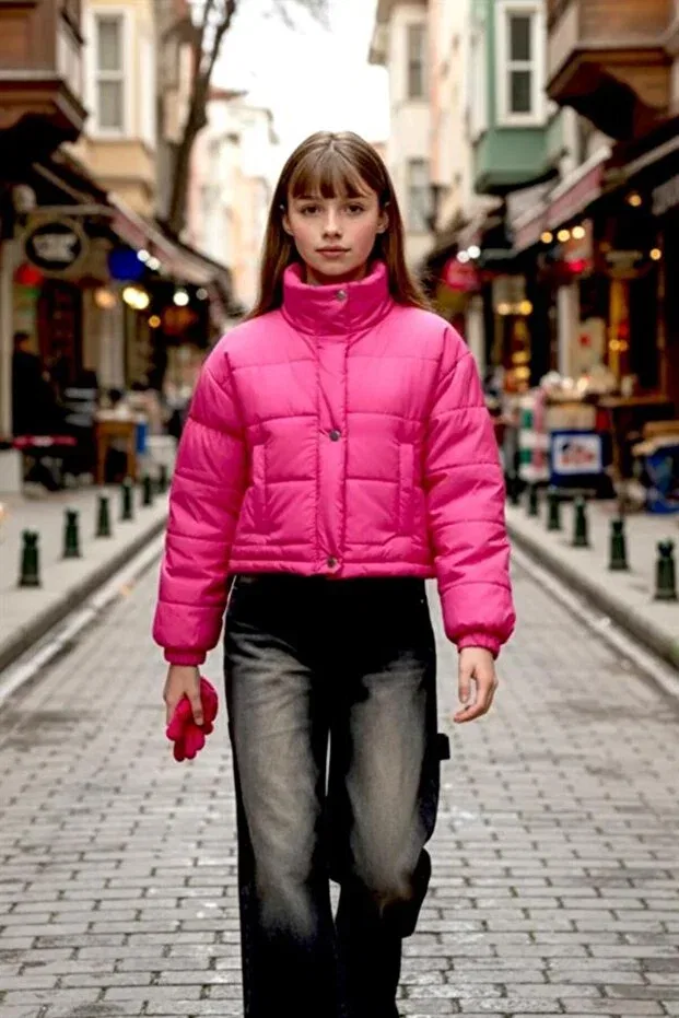 Детское пальто для девочек с принтом Generic Brands, Pink — фото 2