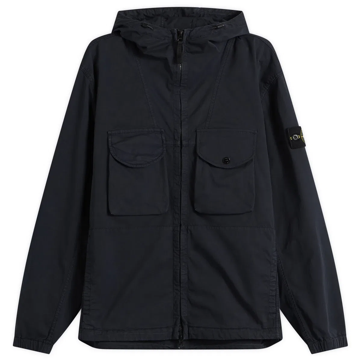 Куртка с капюшоном из органического хлопкового твила Organic Cotton Twill Hooded Jacket Stone Island, Navy Blue