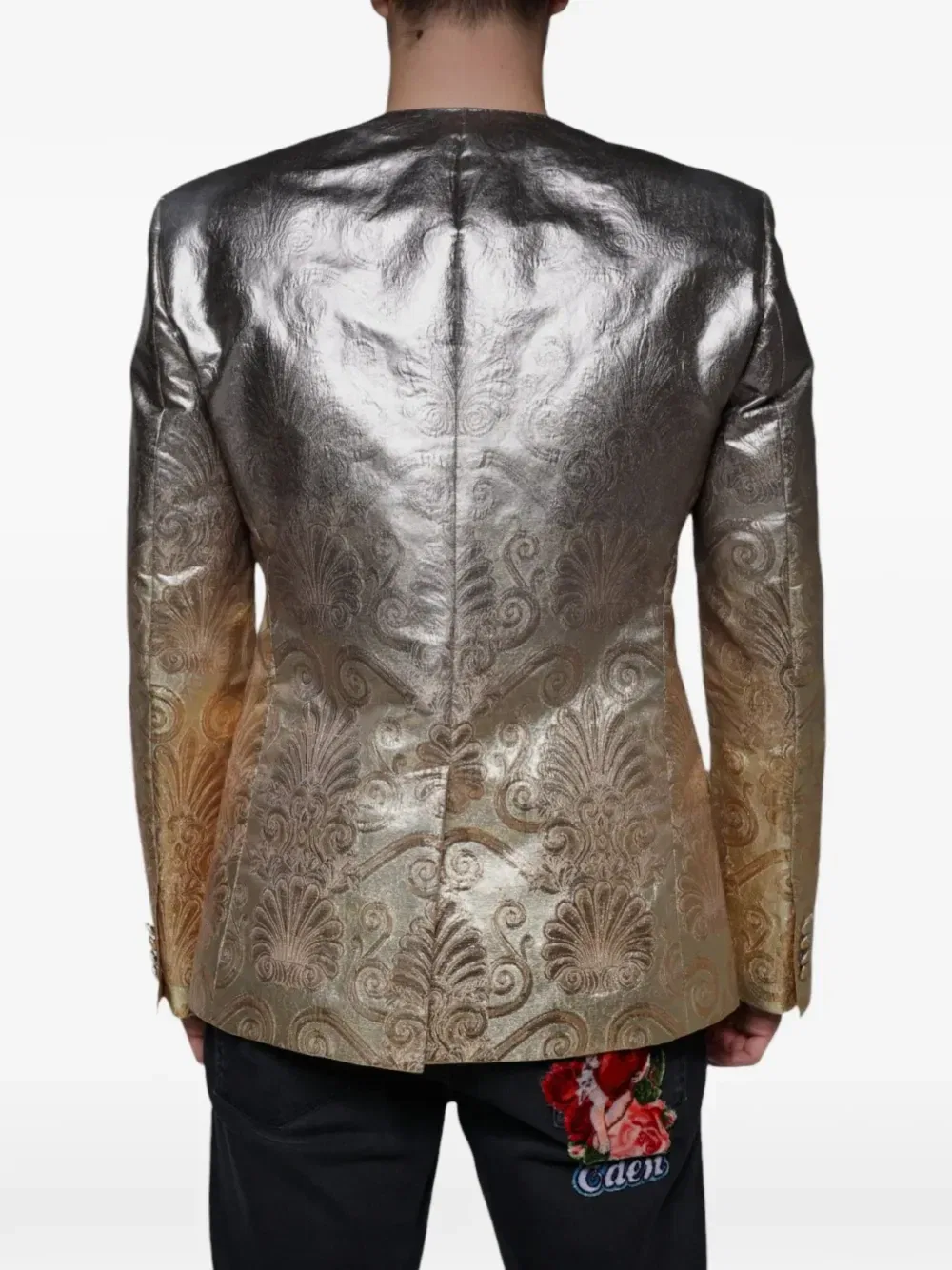 Жаккардовый однобортный пиджак DOLCE & GABBANA, золотой — фото 3