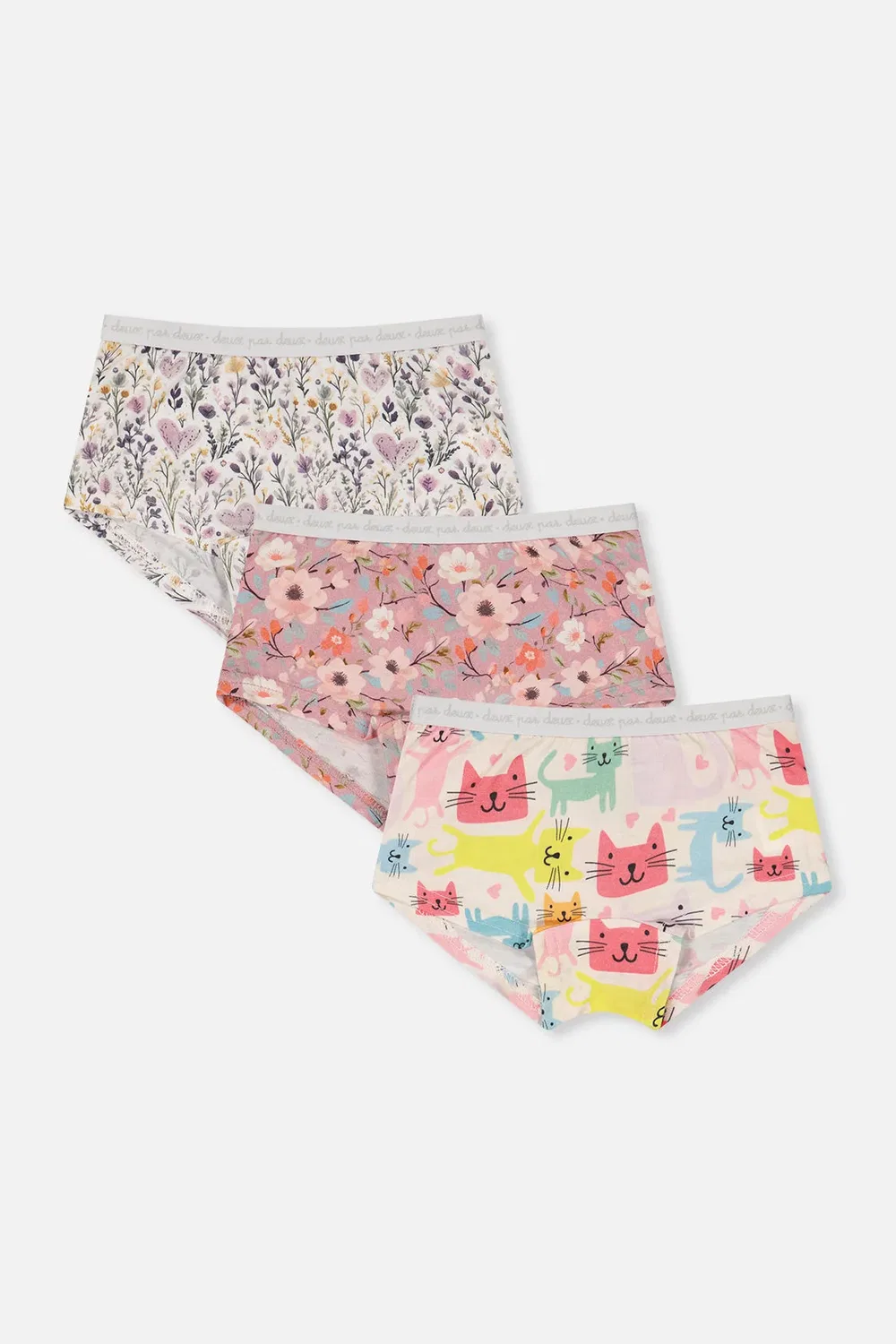 Детские трусы-шорты комплект из 3 штук с принтом Deux par Deux, Feminine Print