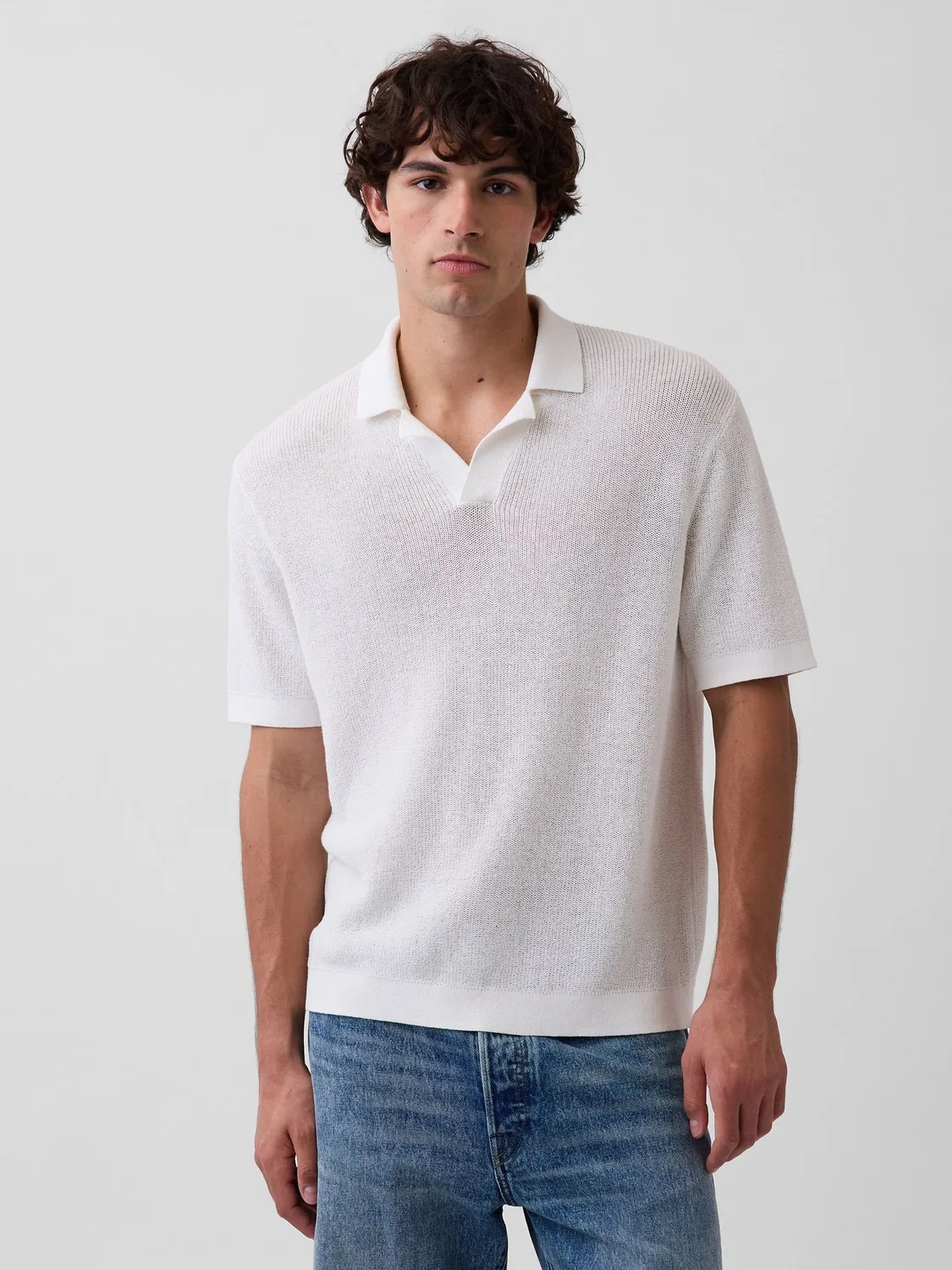 Поло Gap Linen-Blend Knitted, белый