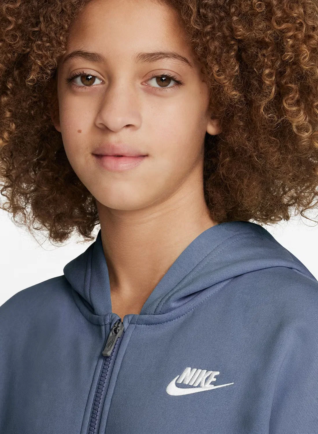 Худи оверсайз на молнии с капюшоном детское Nike, синий — фото 3