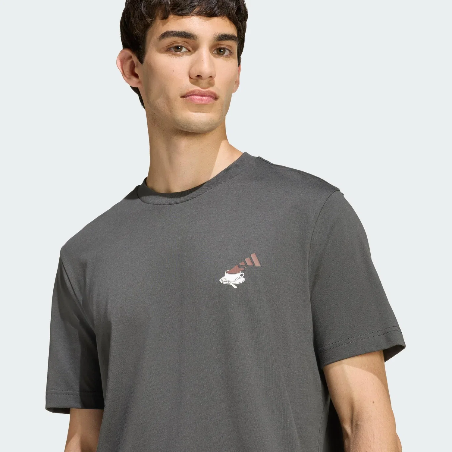 Мужская футболка с принтом Coffee Cafe Cheesecake Grafik T-Shirt Adidas, Dunkelgrau — фото 4