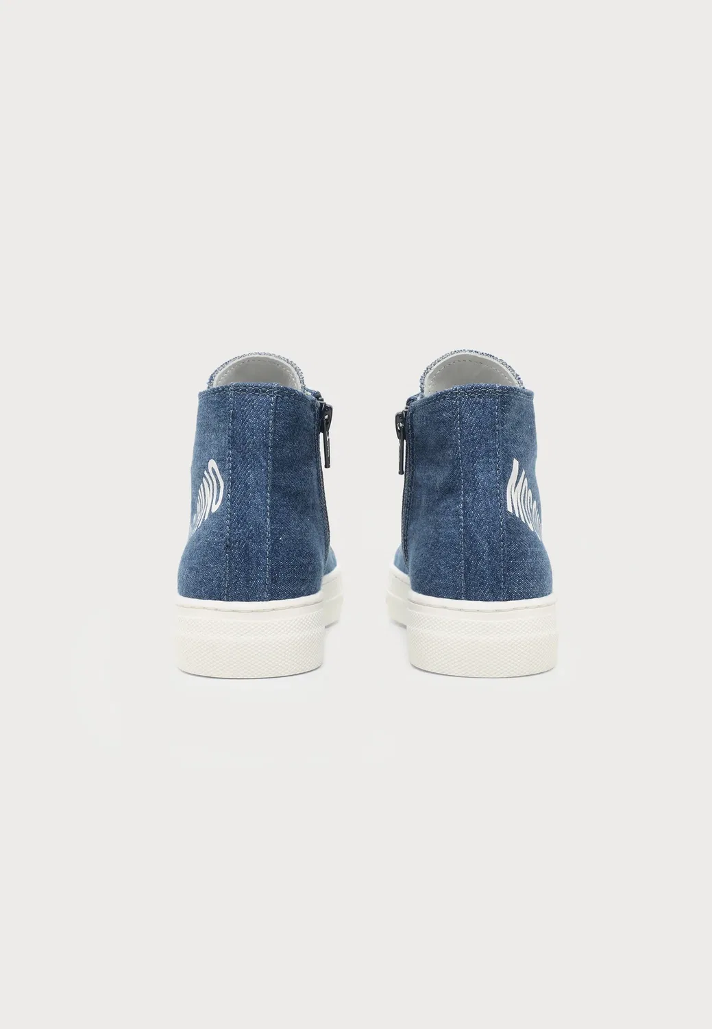 Унисекс - высокие кроссовки Moschino, Denim/White — фото 3