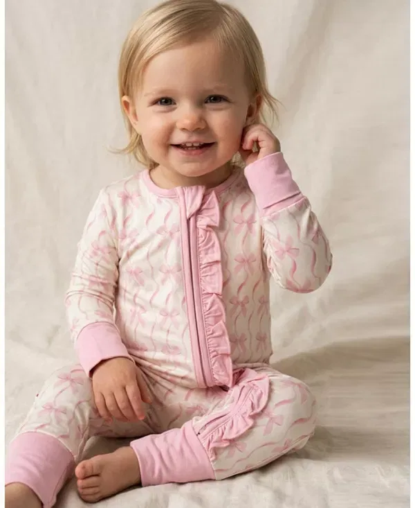 Детский комбинезон для девочек с длинным рукавом Petite Hailey, Pink Bow — фото 2