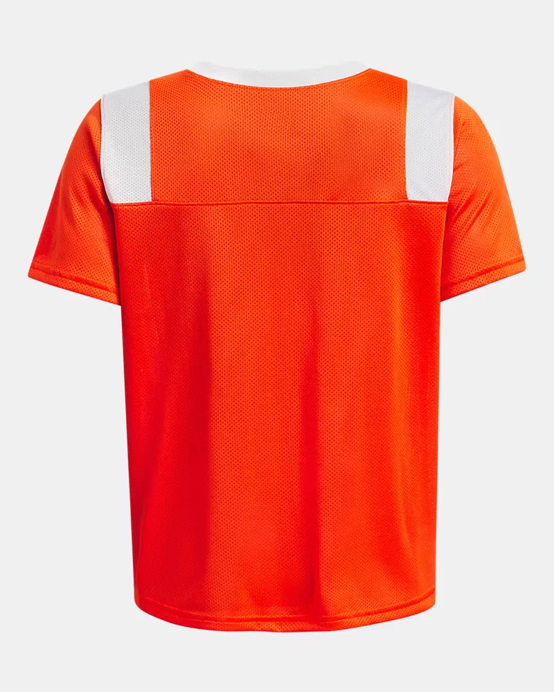 Детская спортивная футболка из дышащей сетки UA Big Win Flag UnderArmour, Dark Orange/White — фото 3