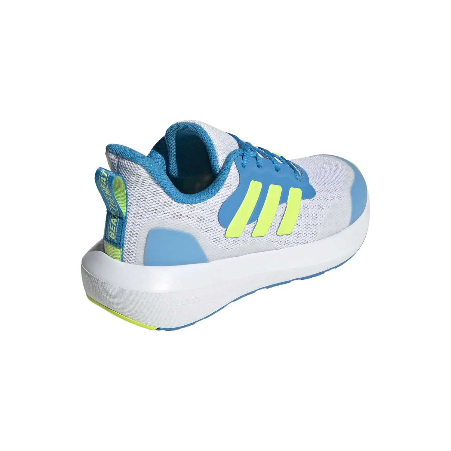 Детские кроссовки для девочек с шнуровкой Fortarun 3.0 Adidas, Grey Dotted Lemon Shiny Solar Blue — фото 3