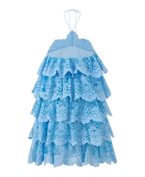 Детское платье для девочек с кружевной отделкой Paloma Lace Frill Mini Dress Marlo Kids, Powder Blue — фото 2
