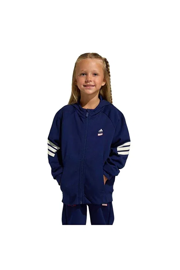 Детское худи для девочек с принтом Adidas, Blue
