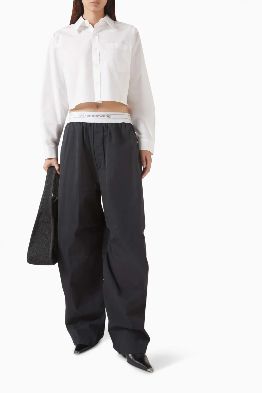 Рубашка укороченная с вышивкой Alexander Wang, белый — фото 2