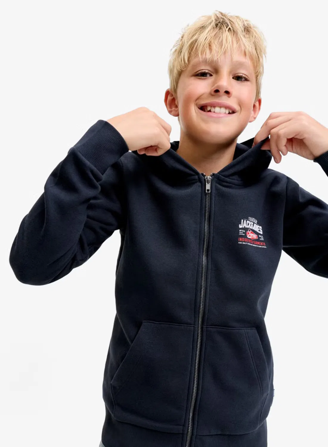 Пуловер детский с круглым выворотом Jack & Jones Junior, темно-синий — фото 3
