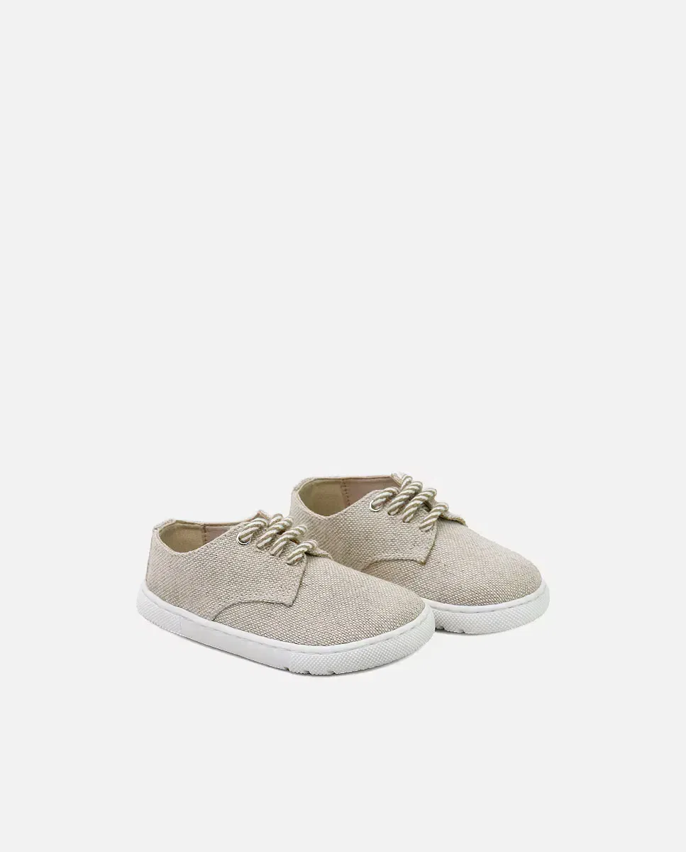 Детские туфли-лодочки на шнуровке бесшовные Eli 1957, Beige — фото 3