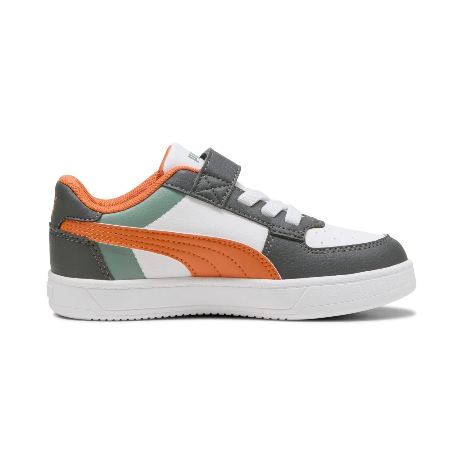 Детские кроссовки для мальчиков с синтетическим верхом PUMA Caven 2.0 Block Ac+ Ps, Green Moon Maple Syrup PUMA White — фото 3