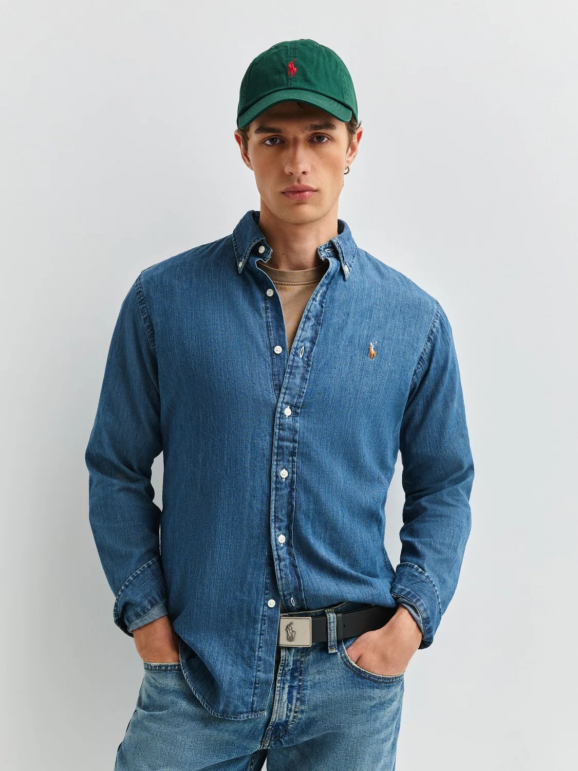 Рубашка Oxford, Custom Fit Polo Ralph Lauren, Mid Denim Blue — фото 2