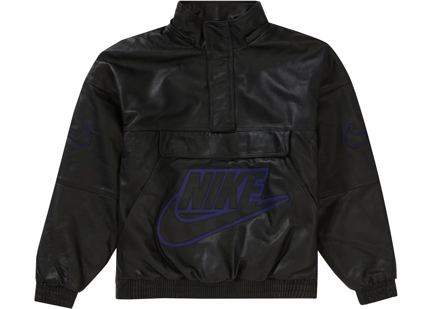 Мужской кожаный анорак с брендингом Nike Supreme, черный — фото 2