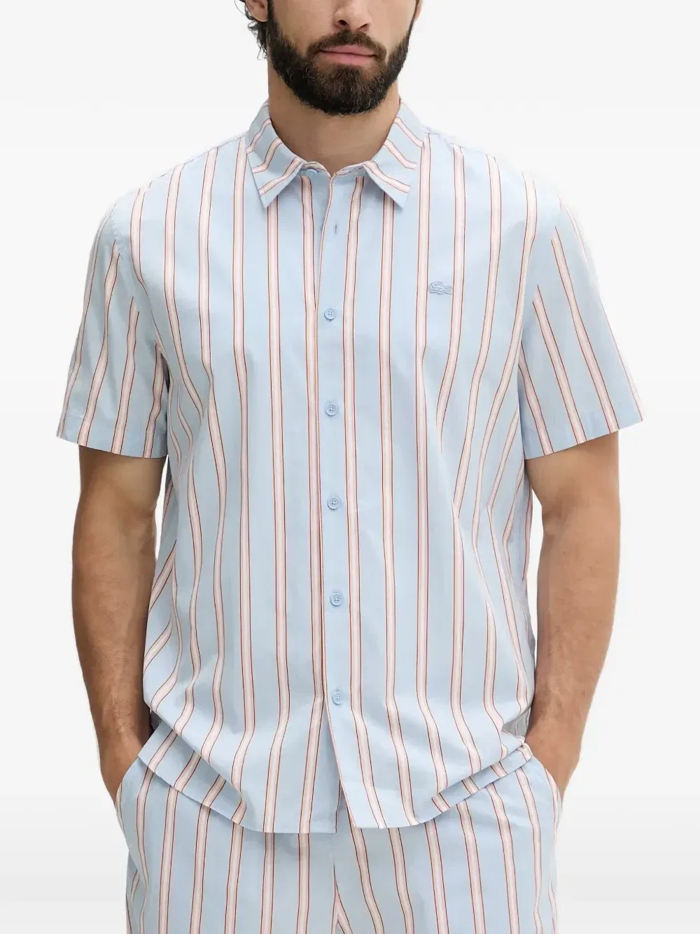 Хлопковая рубашка в вертикальную полоску Lacoste, синий — фото 2