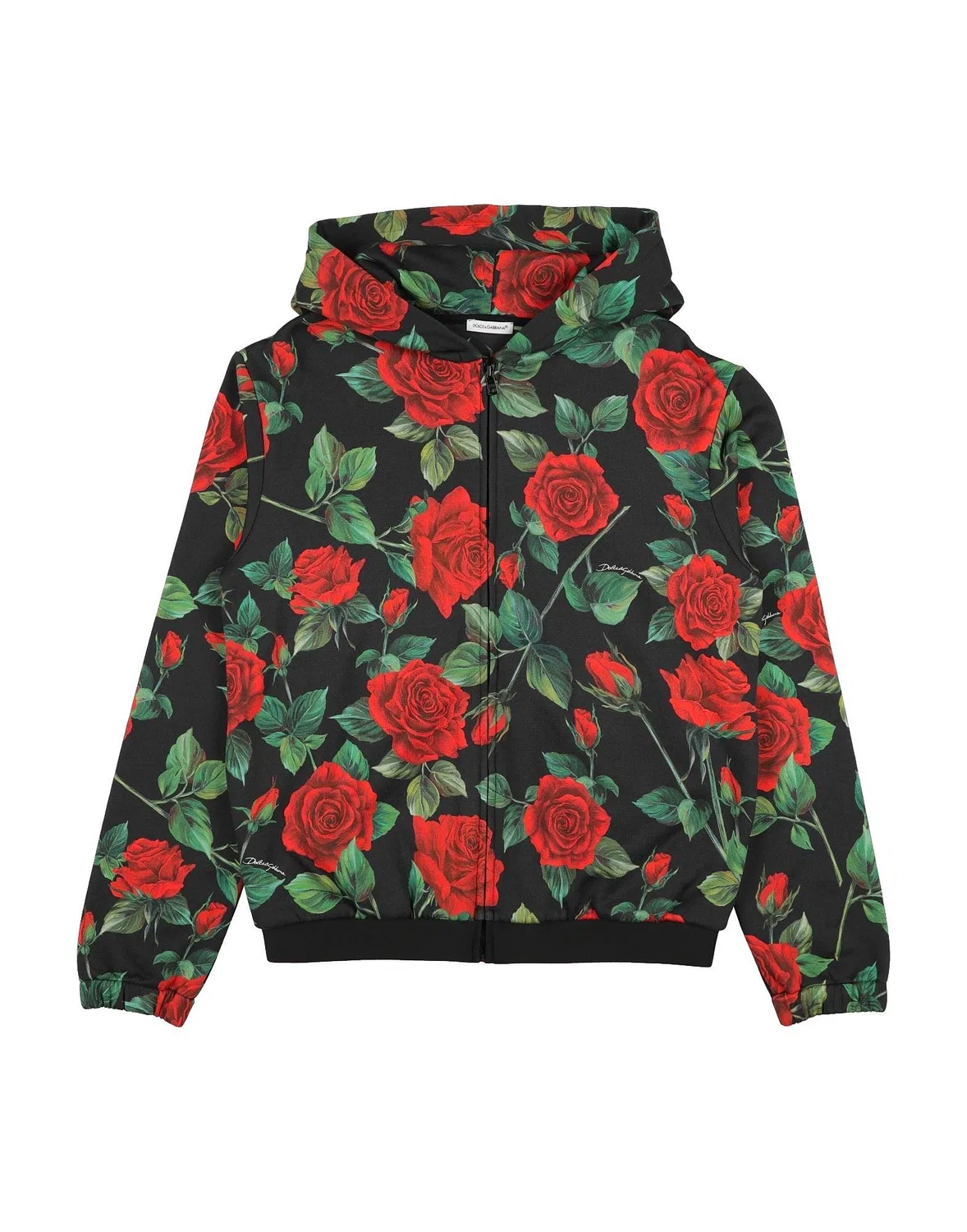 Детская кофта с капюшоном с цветочным принтом Dolce&Gabbana, черный