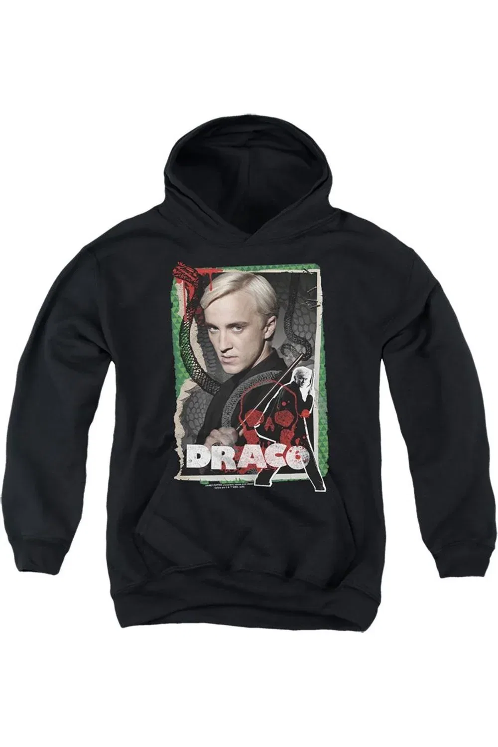 Детское худи для мальчиков с принтом Harry Potter Draco Malfoy Photo Collage Gildan, черный