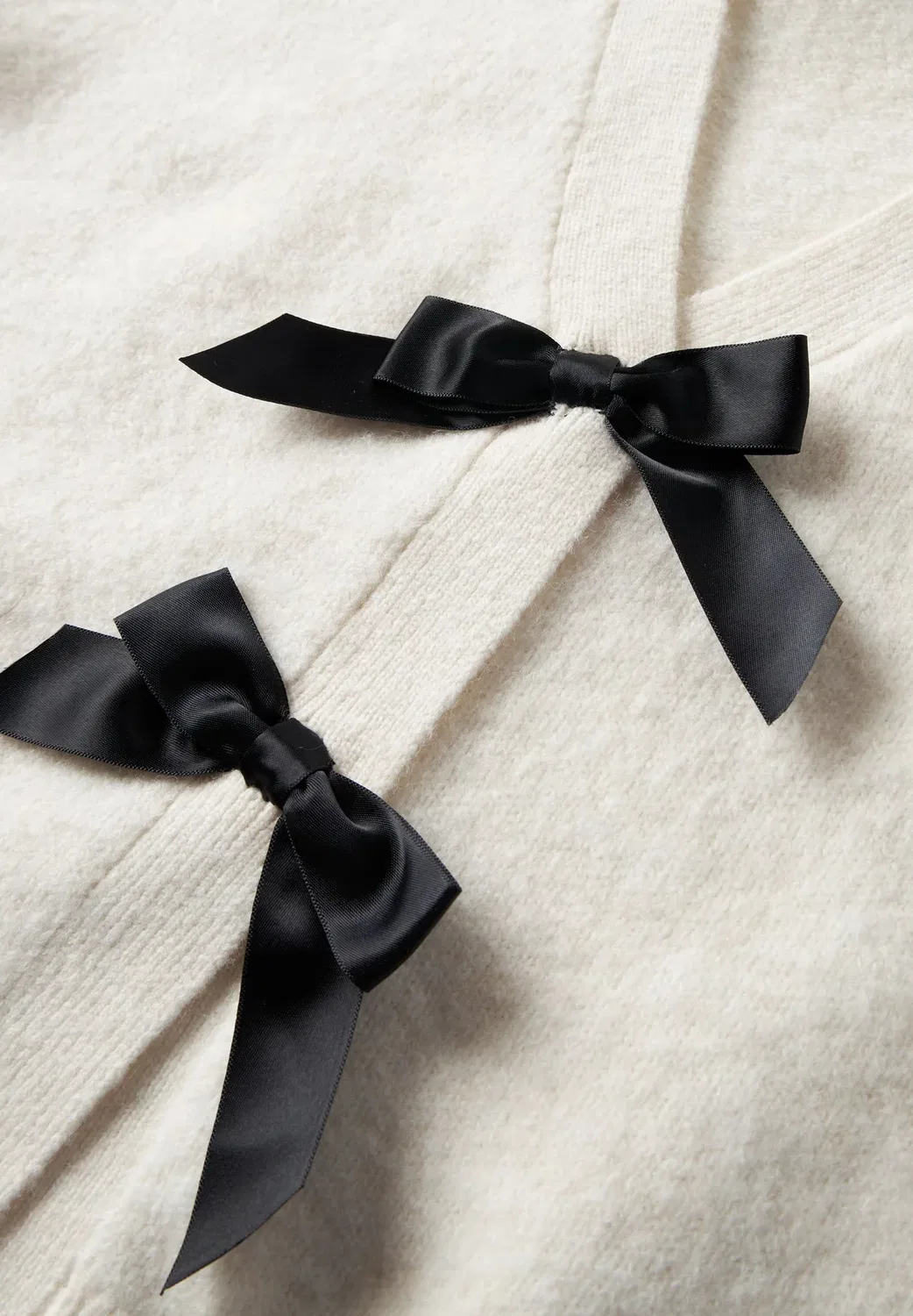Nkfrina ls knit card noos - cardigan Name It, Antique White Detail Black Bow — фото 4