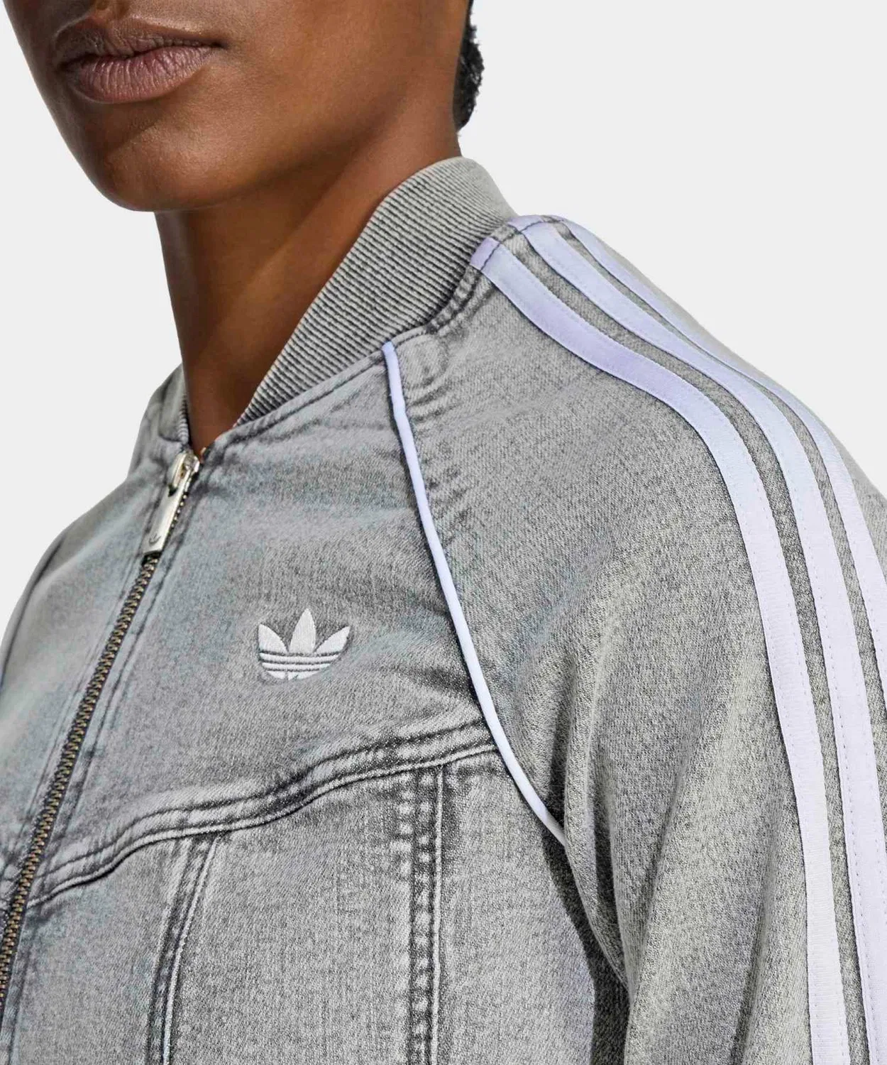 Женский джинсовый корсетный трек-топ Adidas Originals SST Denim Corset, Grey — фото 3