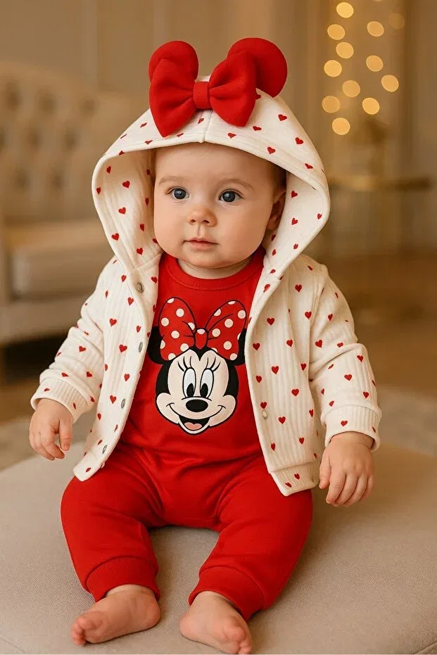 Детский комплект для новорожденных с принтом Pjishop, Red And White