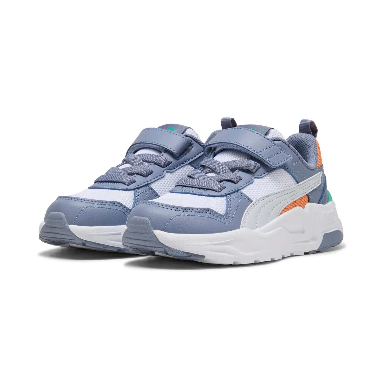 Детские кроссовки с мягкой амортизацией PUMA TRINITY 2 LT AC PS, White/Silver Mist/Gray Sky