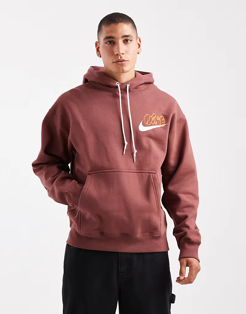 Толстовка с капюшоном и графикой Solo Swoosh Nike, коричневый — фото 3