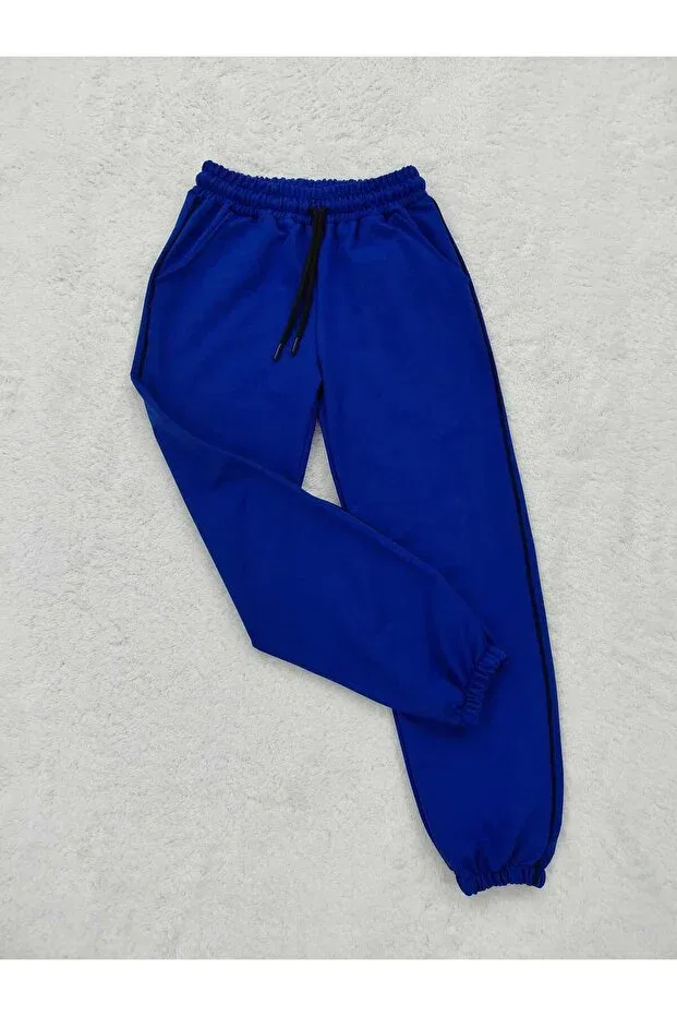 Детские спортивные штаны для девочек с завязками Cotton cobalt blue sweatpants with tie-up waist Pidal Giyim, Blue — фото 4