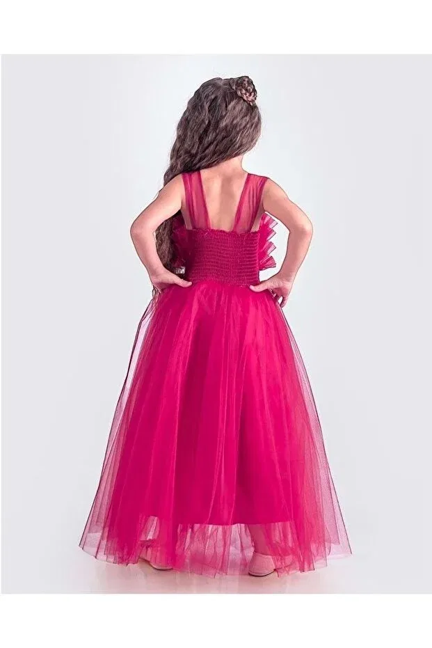 Детское платье для девочек без рукавов Sapes model backless tulle girls' strap satin evening dress mnk0618 Mnk Baby&Kids, Fluoria — фото 2