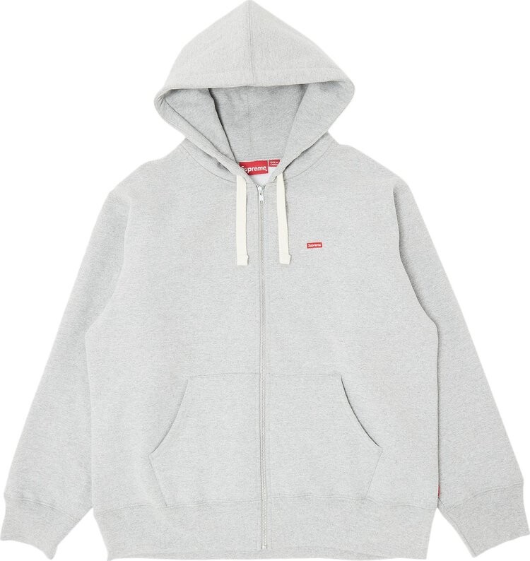 Толстовка Supreme Small Box Drawcord Zip Up Hooded Sweatshirt 'Heather Grey', серый — фото 2