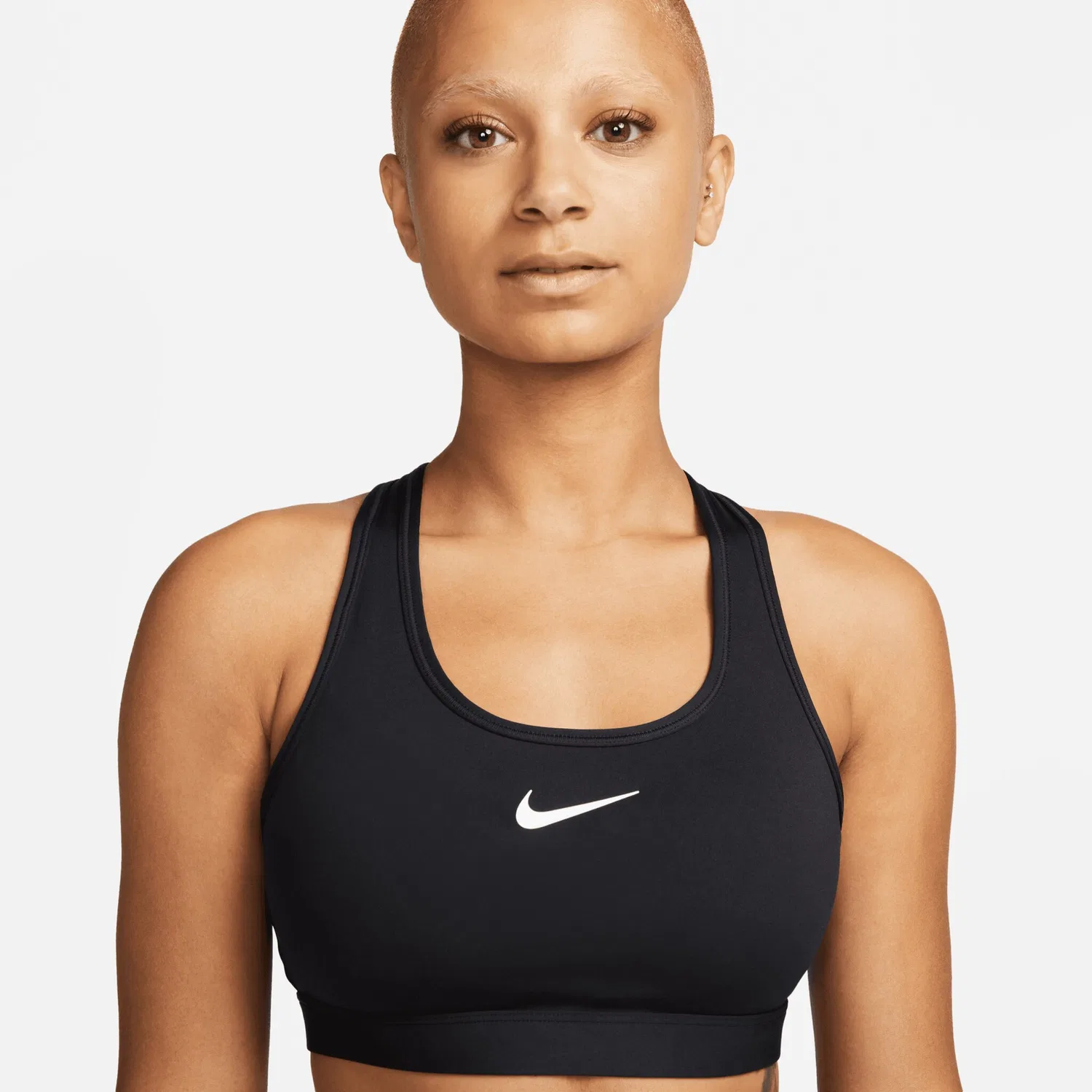 Женский спортивный бюстгальтер с компрессией Nike, Black/White — фото 2