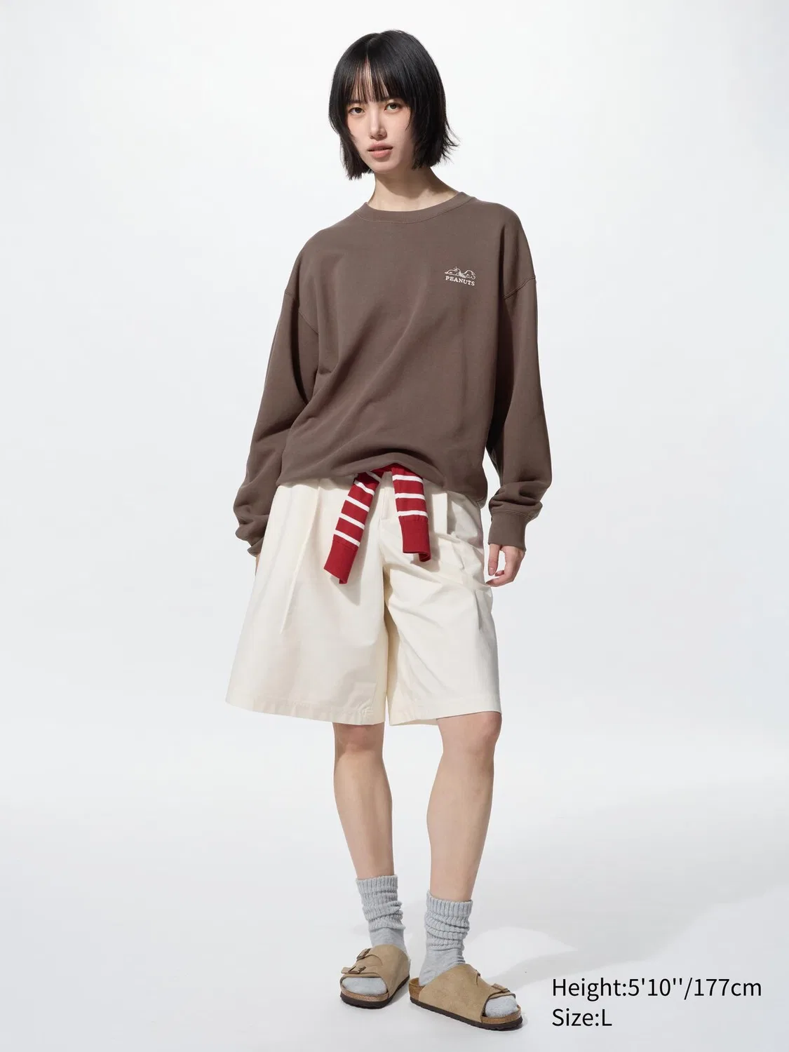 Толстовка Uniqlo Peanuts, с надписью "Peanuts", коричневый — фото 4