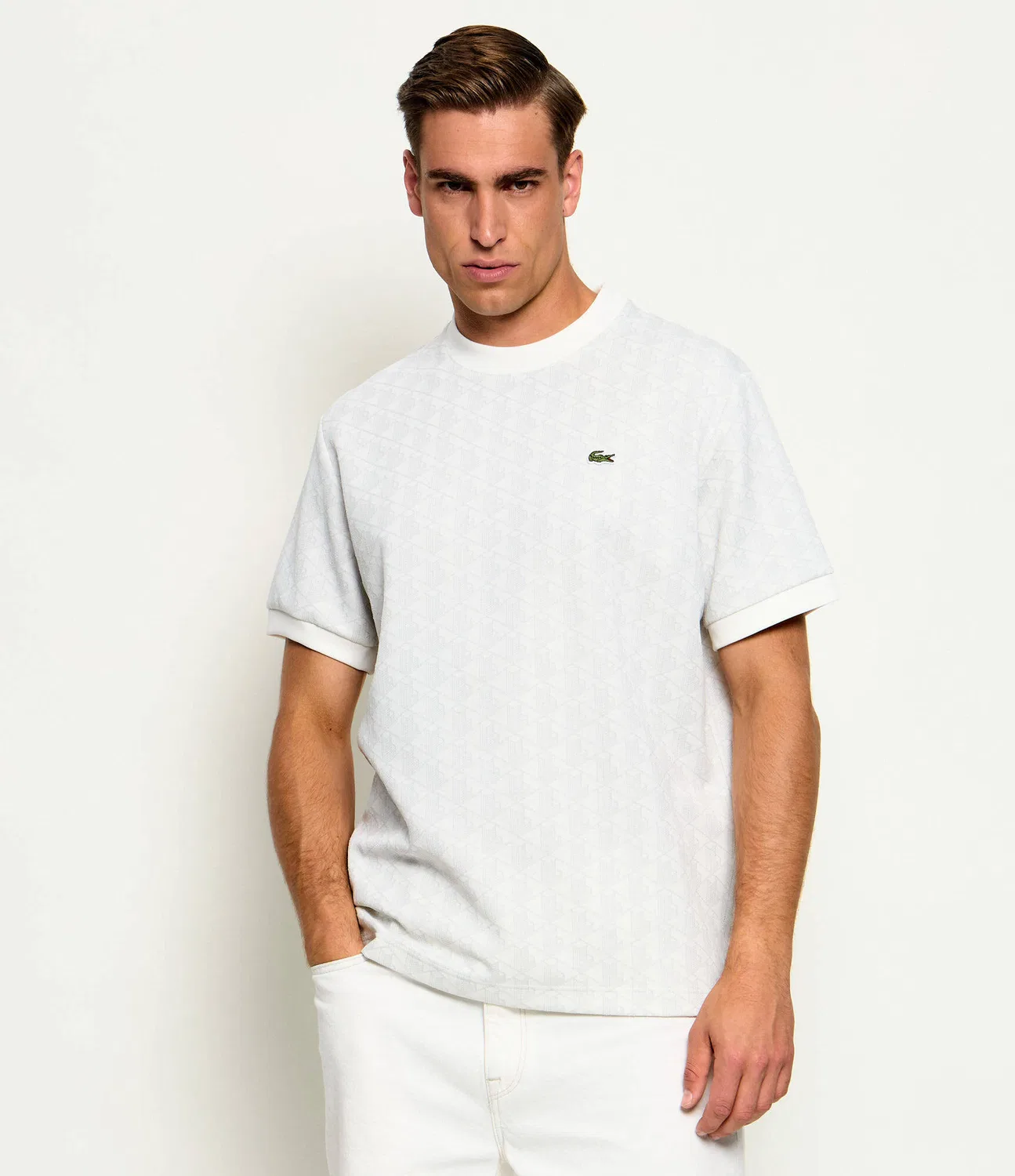 Футболка с круглым вырезом Lacoste, ecru