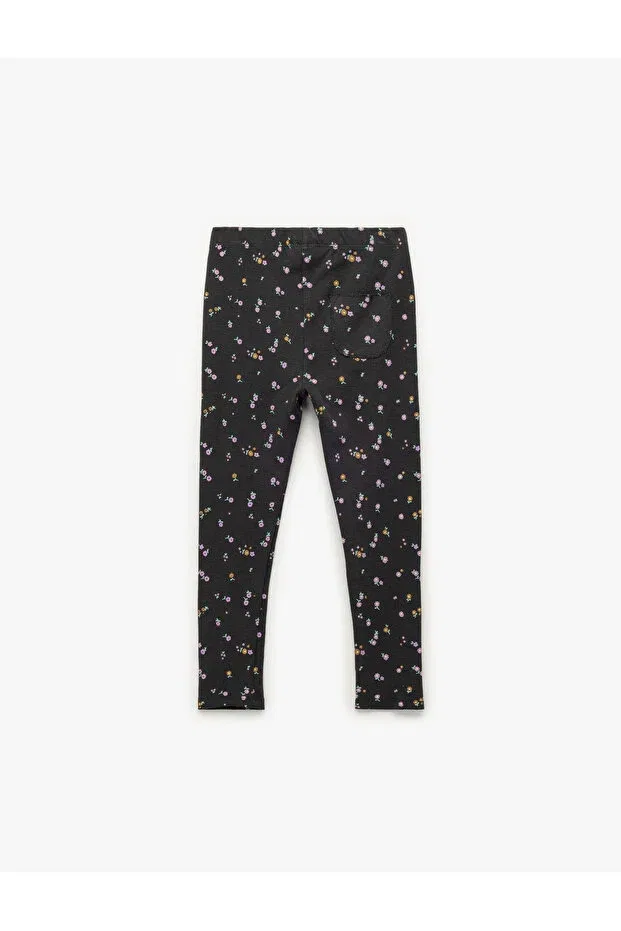 Детские леггинсы для девочек хлопковые Camisole Floral Patterned Cotton Leggings Koton, Anthracite — фото 2