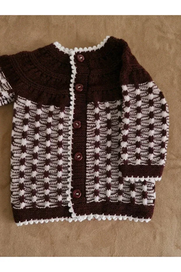 Детский кардиган для девочек с цветочным принтом Pina Hediyelik Aksesuar, Burgundy White — фото 3