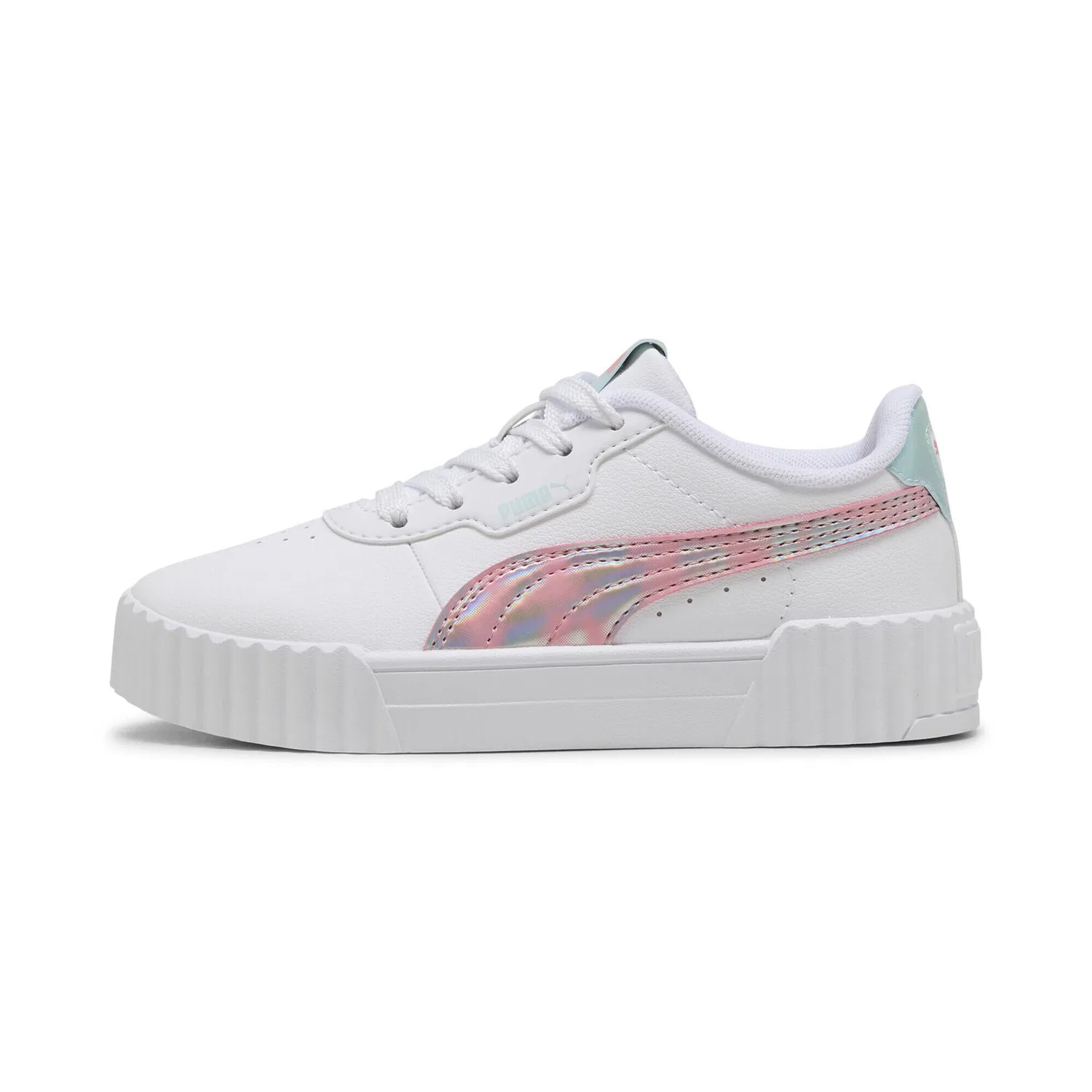 Детские кроссовки для девочек с блестящими деталями Carina 3.0 Space Belle Puma, Weiss / Rosa — фото 3