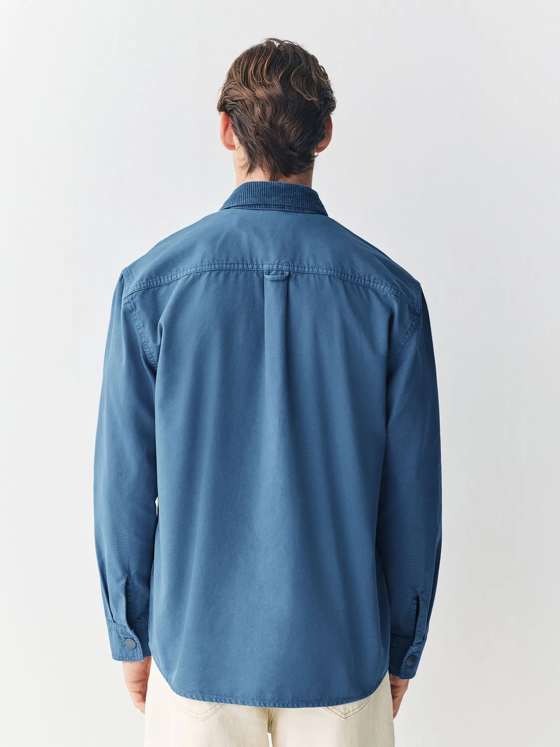 Рубашка оверсайз, хлопковый канвас, Blue Canvas Cord Collar Shacket Overshirt Next, синий — фото 3