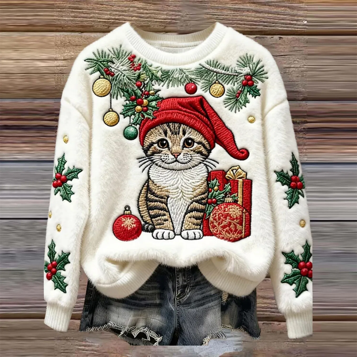 Женский свитер с принтом Christmas Sweater, Ze-white — фото 2