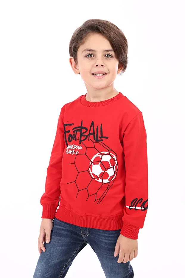 Детские свитшот для мальчиков с принтом Football Toontoy, Red