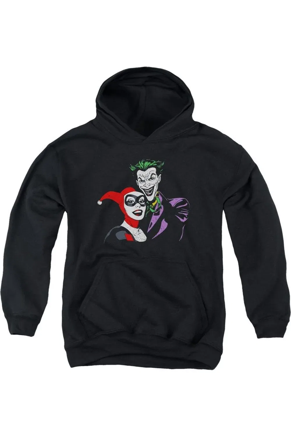Детское худи с капюшоном с принтом Batman Joker & Harley Gildan, черный